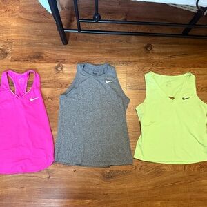 Nike Women's Tank Tops - Pink, Gray, and Yellow